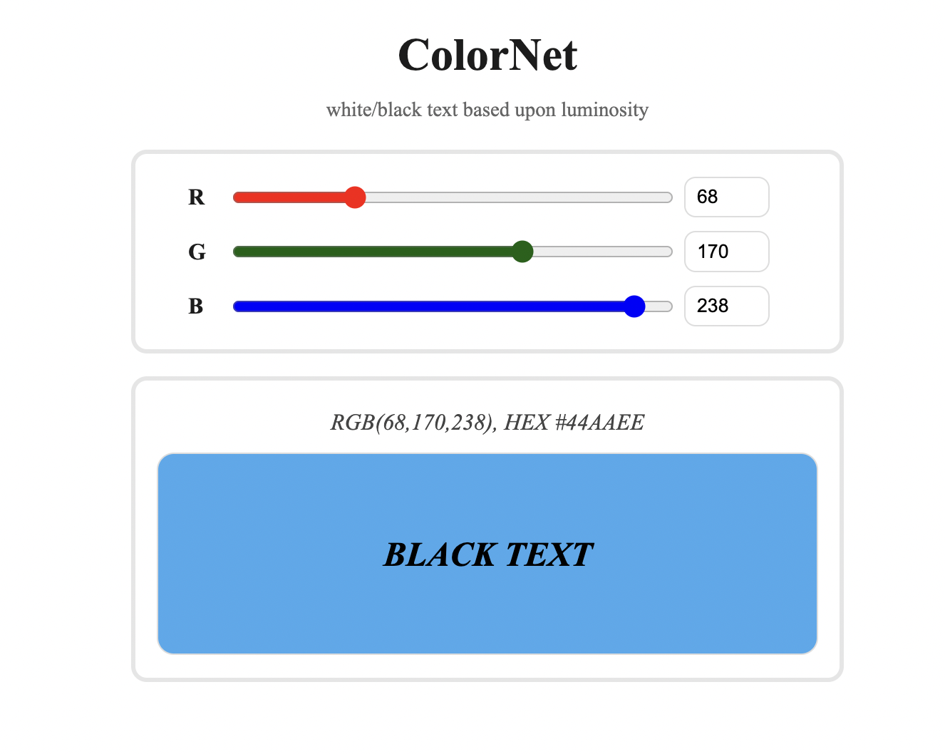 ColorNet screenshot